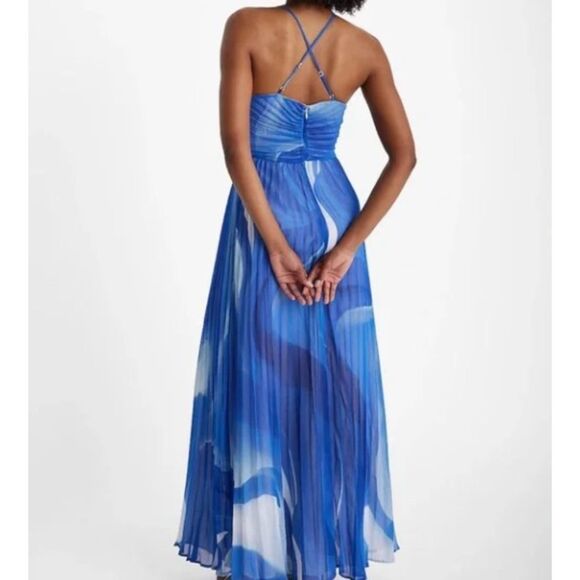 NWT Express Size Xl Maxi Dress Wedding Guest Beachy Boho Waves Marble Print - Picture 3 of 12